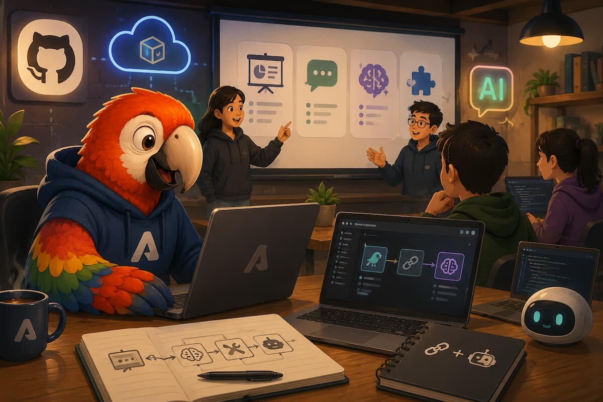 Students moving an agent project into GitHub Codespaces and adding observability tools (by ChatGPT)